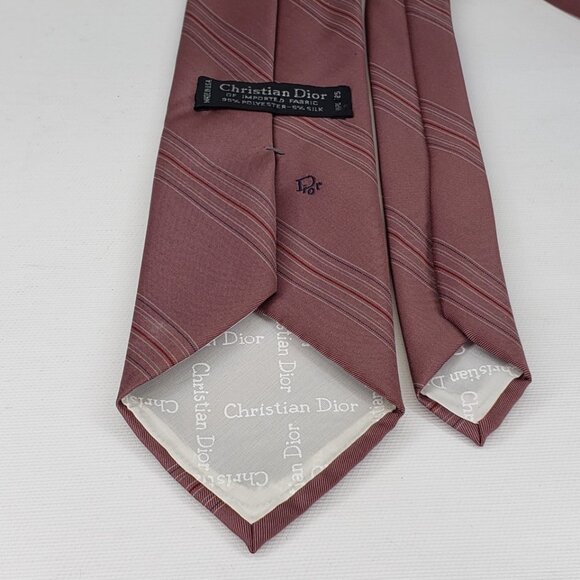 Vintage Christian Dior Mens Necktie Burgundy Classic  3.25"x55.5" USA Tie - Picture 3 of 7